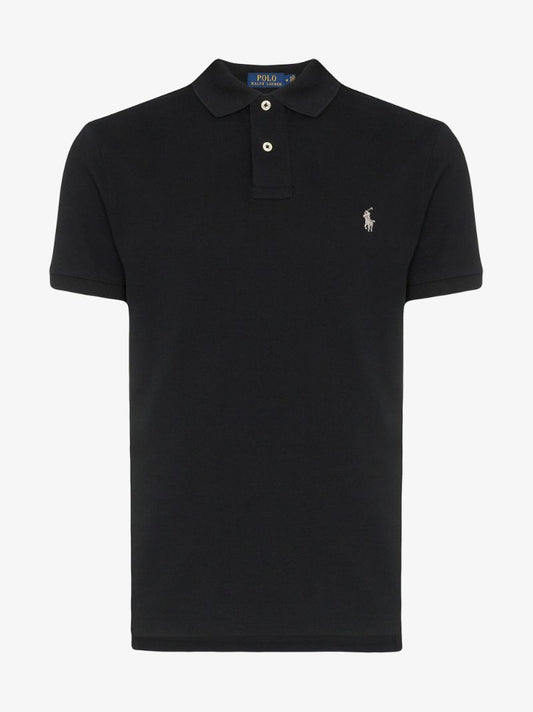 Black Embroidered Logo Polo Shirt