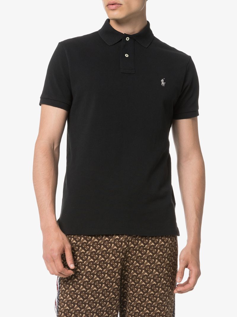 Black Embroidered Logo Polo Shirt