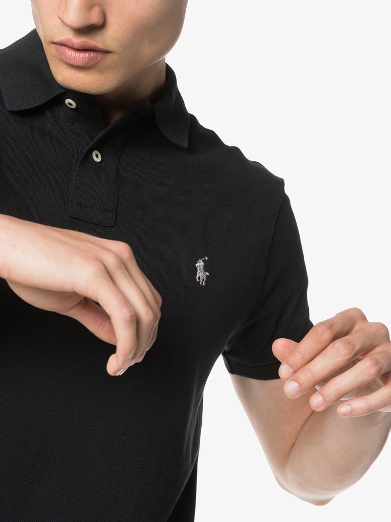 Black Embroidered Logo Polo Shirt