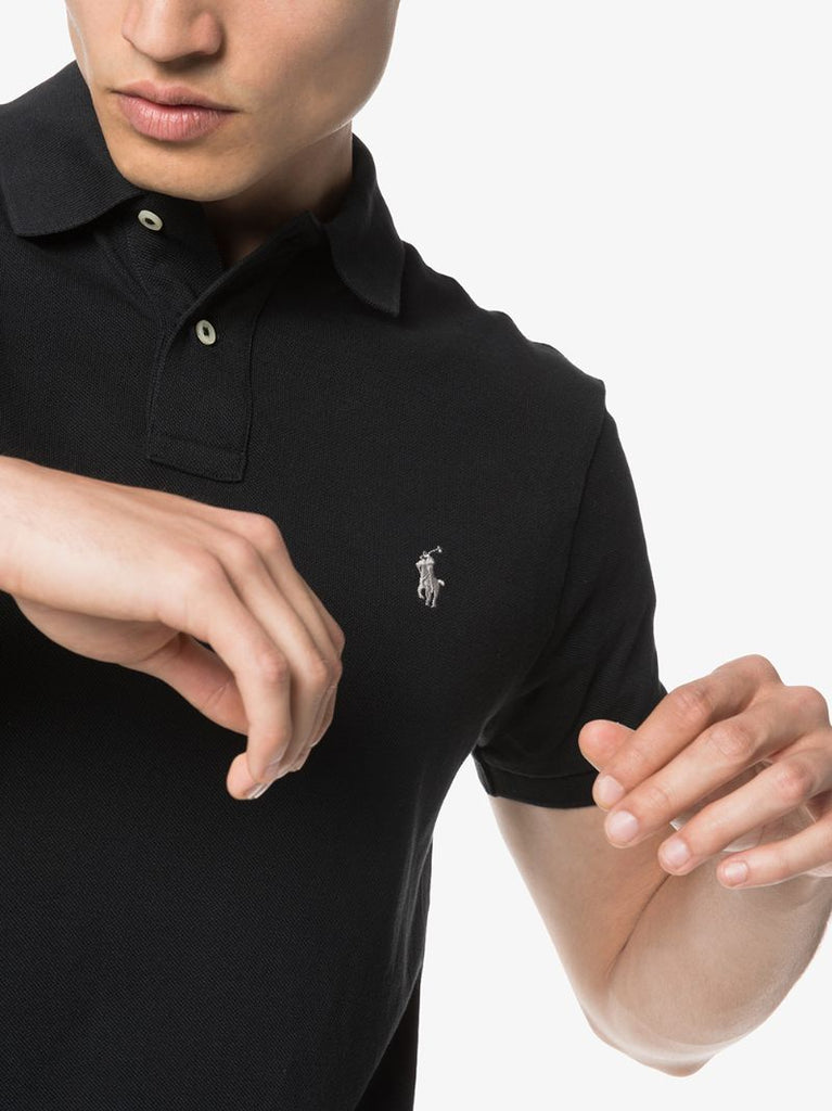 Black Embroidered Logo Polo Shirt