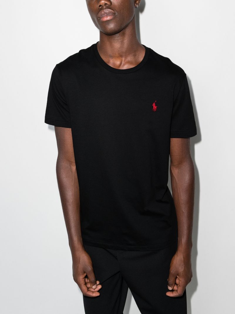 Black Embroidered Logo Cotton T-shirt