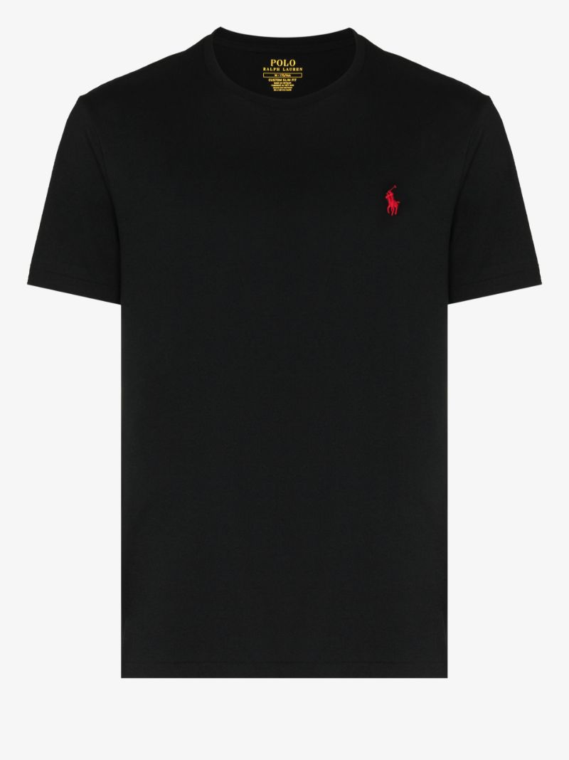 Black Embroidered Logo Cotton T-shirt