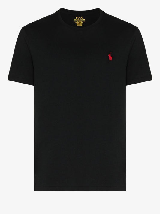 Black Embroidered Logo Cotton T-shirt