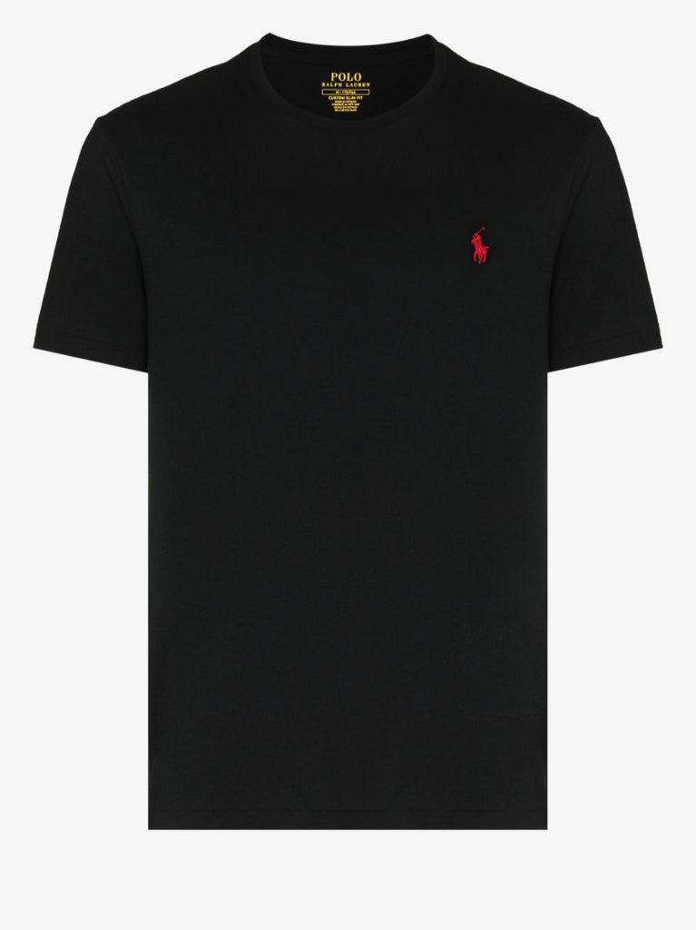Black Embroidered Logo Cotton T-shirt