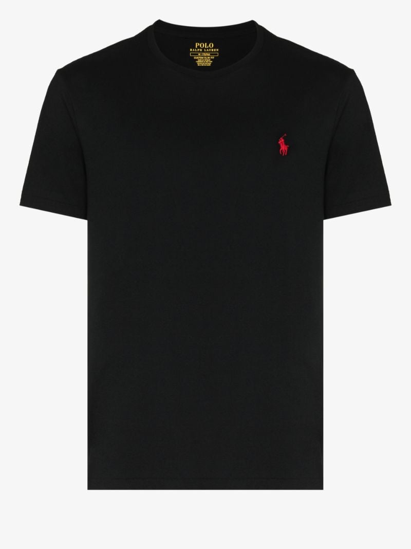 Black Embroidered Logo Cotton T-shirt