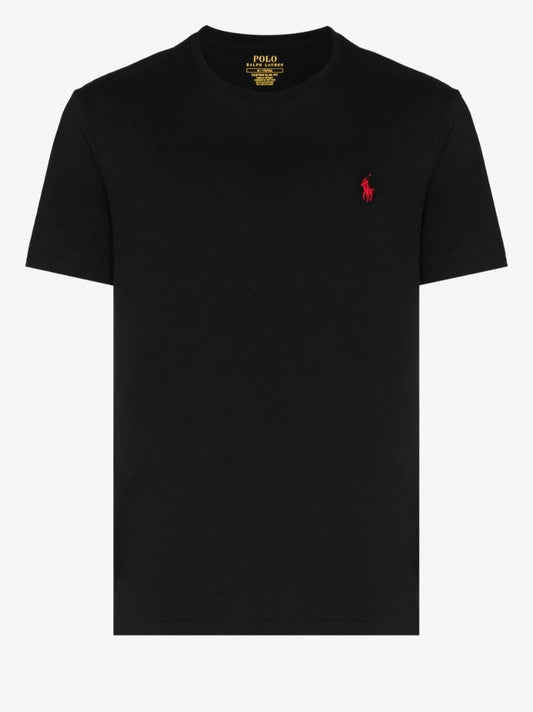 Black Embroidered Logo Cotton T-shirt