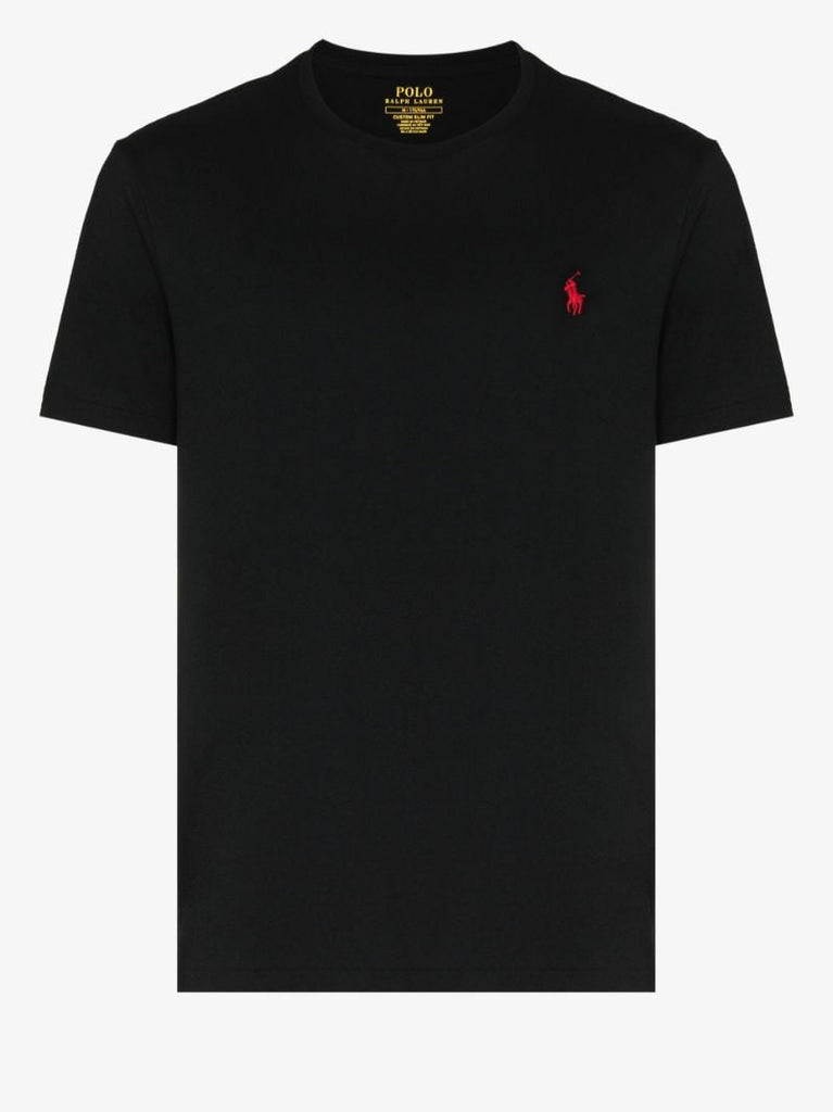 Black Embroidered Logo Cotton T-shirt