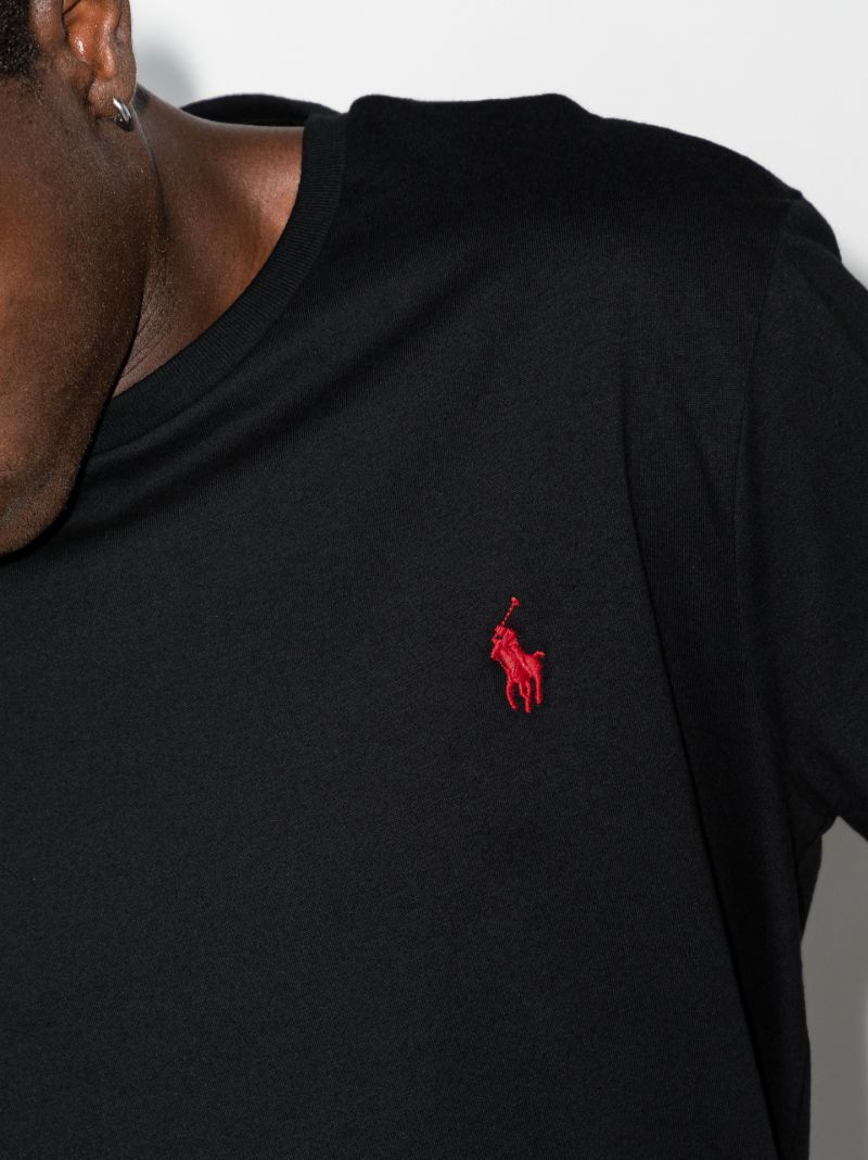 Black Embroidered Logo Cotton T-shirt