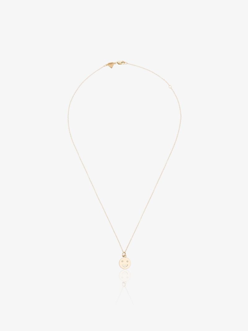 14k Yellow Gold Medium Happy Face Necklace