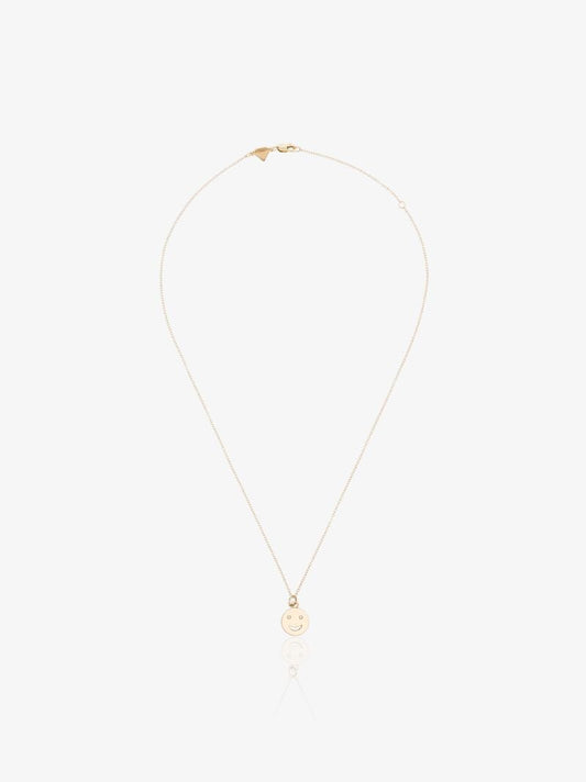 14k Yellow Gold Medium Happy Face Necklace