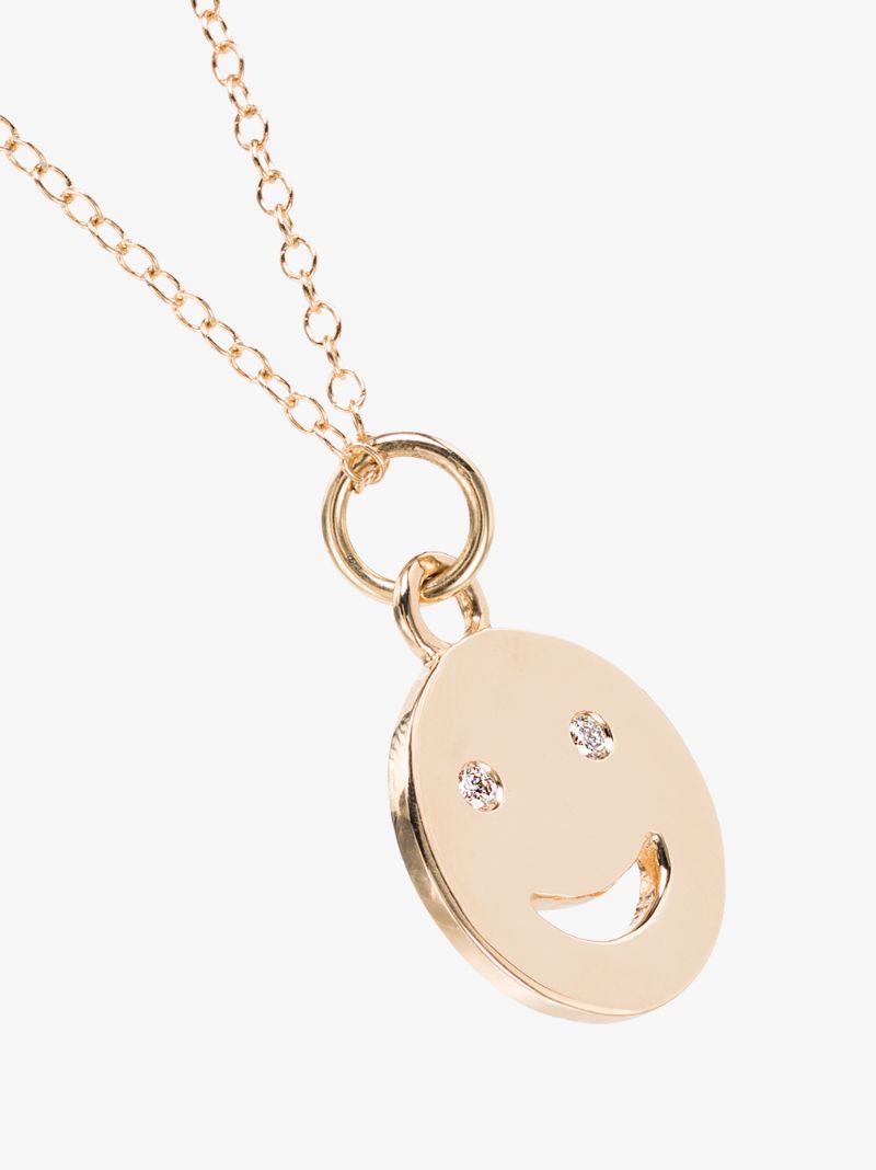14k Yellow Gold Medium Happy Face Necklace