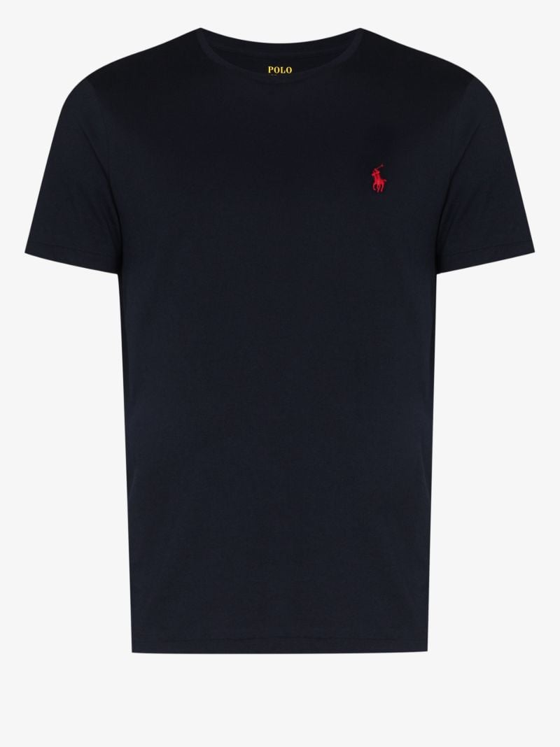 Blue Embroidered Logo Cotton T-shirt