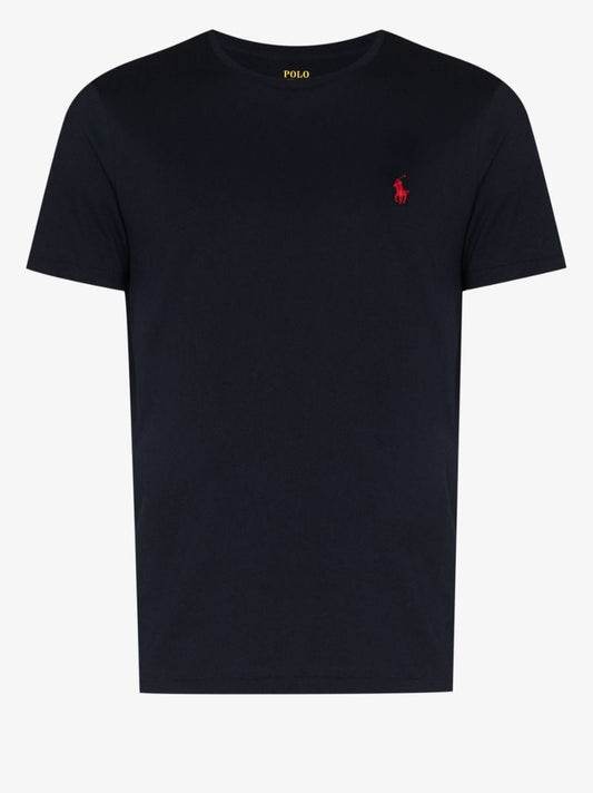 Blue Embroidered Logo Cotton T-shirt