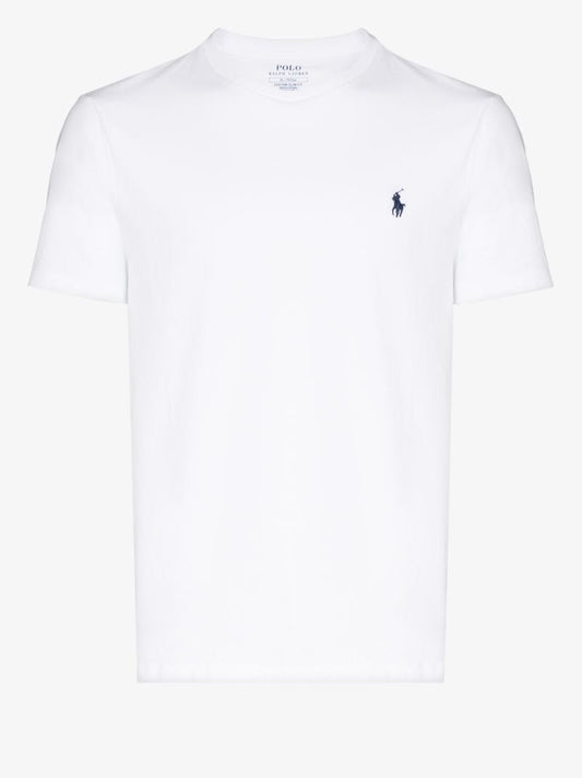 White Embroidered Logo Cotton T-shirt