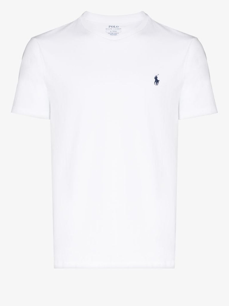 White Embroidered Logo Cotton T-shirt