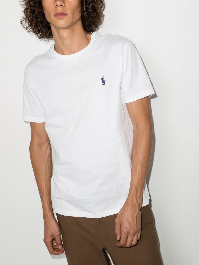 White Embroidered Logo Cotton T-shirt