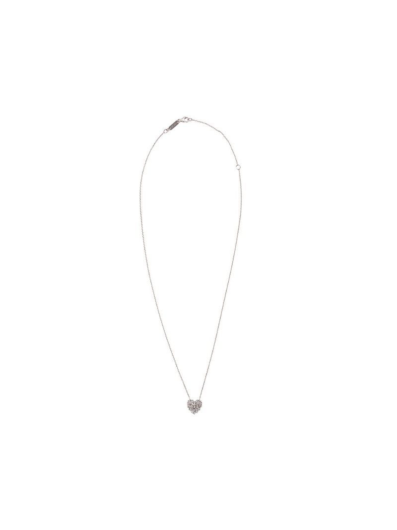 18k White Gold Classic Diamond Small Heart Pendant Necklace