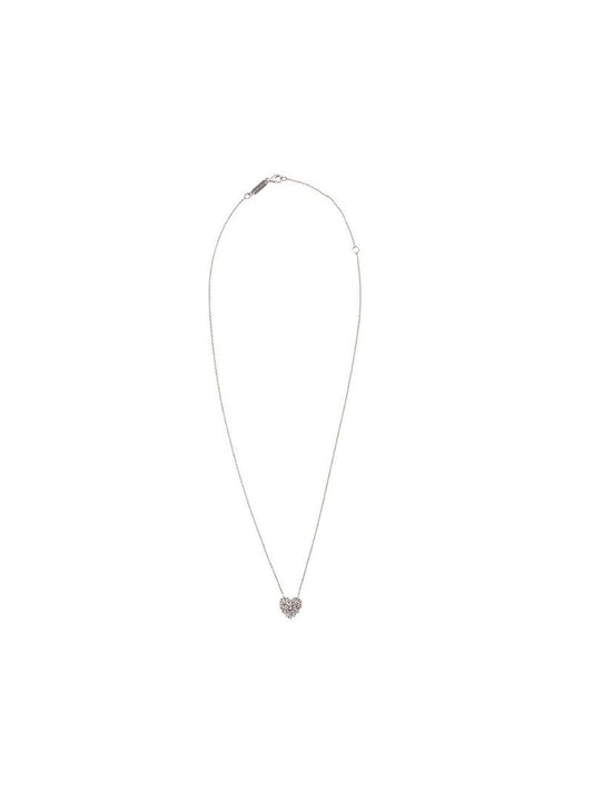 18k White Gold Classic Diamond Small Heart Pendant Necklace