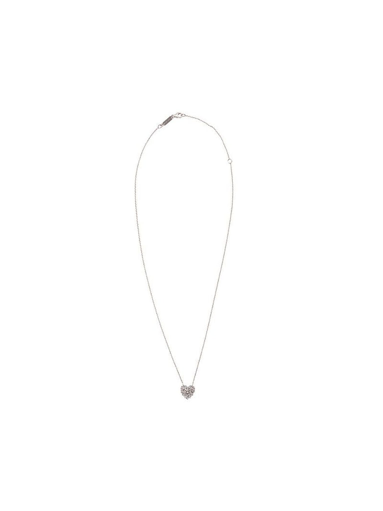18k White Gold Classic Diamond Small Heart Pendant Necklace