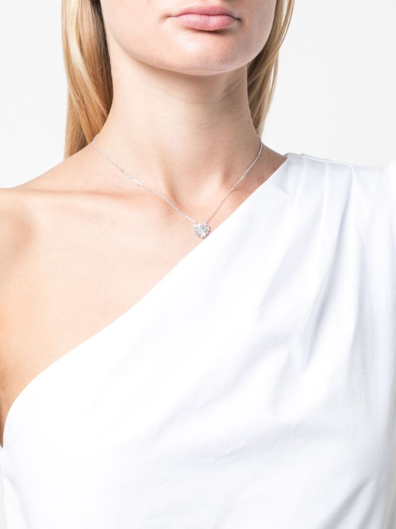 18k White Gold Classic Diamond Small Heart Pendant Necklace