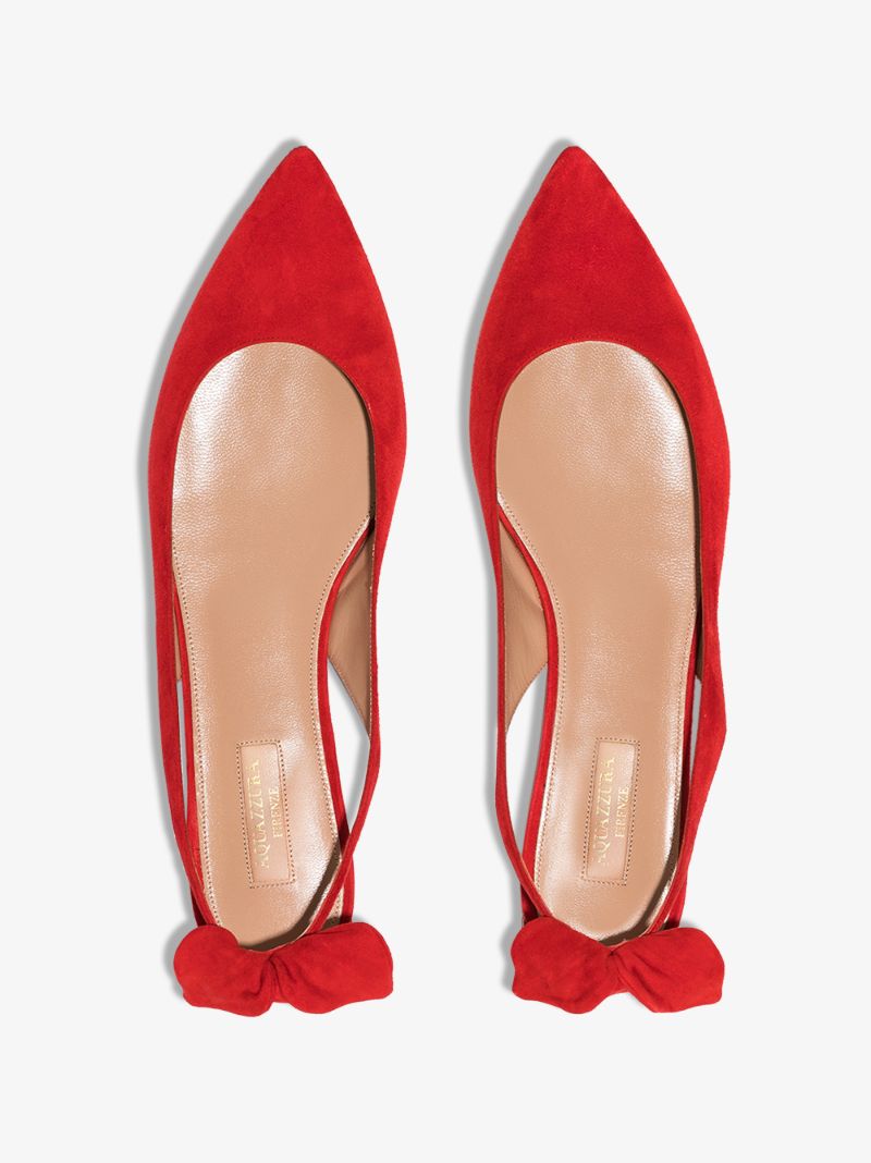 Red Deneuve Bow Backed Ballet Flats