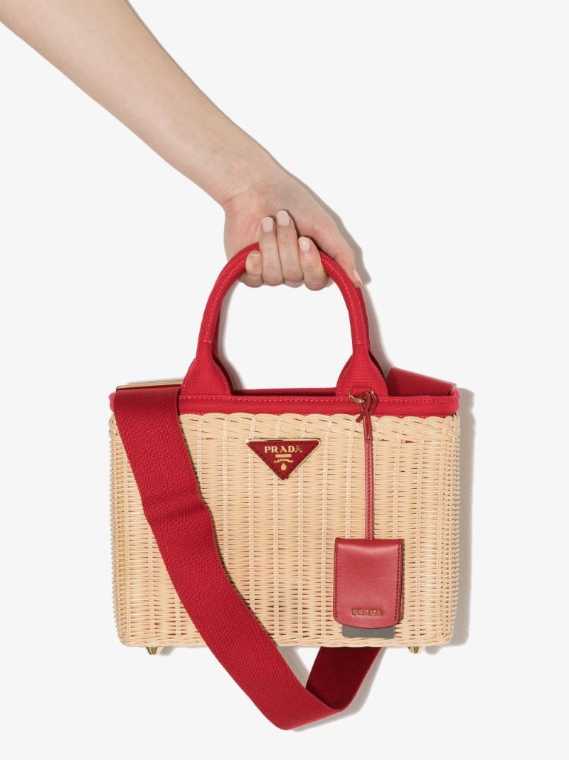 Neutral Woven Wicker Tote Bag