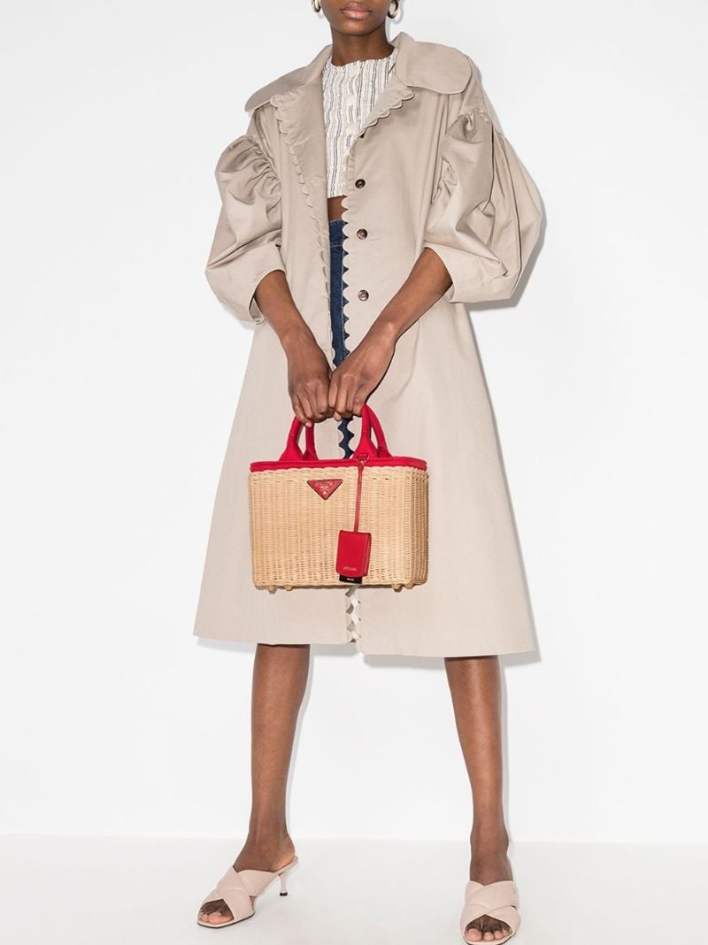 Neutral Woven Wicker Tote Bag