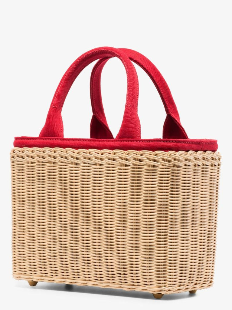 Neutral Woven Wicker Tote Bag