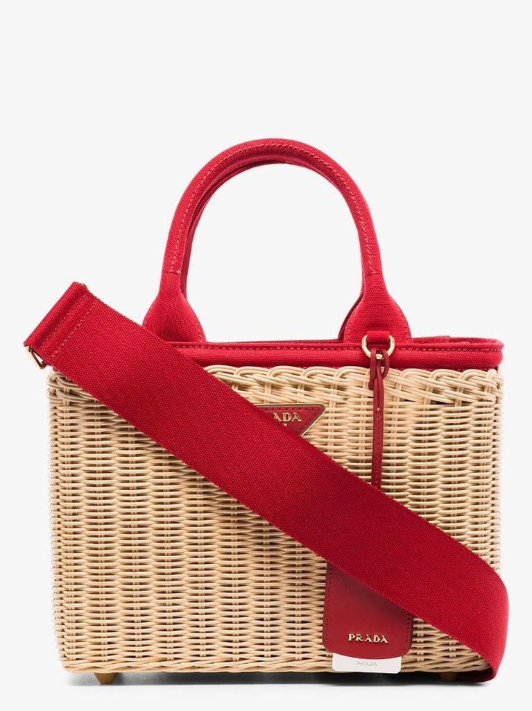 Neutral Woven Wicker Tote Bag