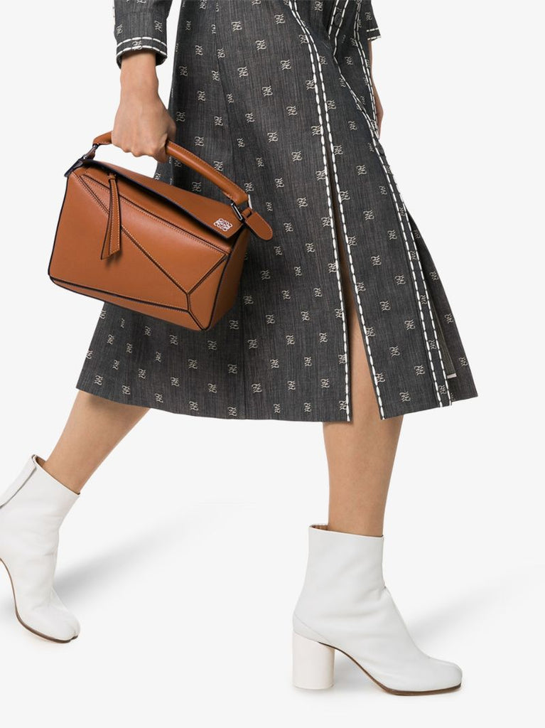 Brown Puzzle Small Leather Shoulder Bag