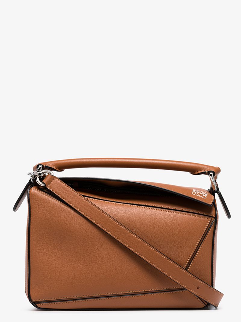 Brown Puzzle Small Leather Shoulder Bag