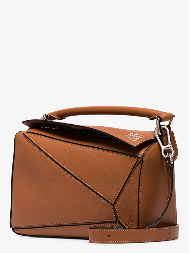 Brown Puzzle Small Leather Shoulder Bag
