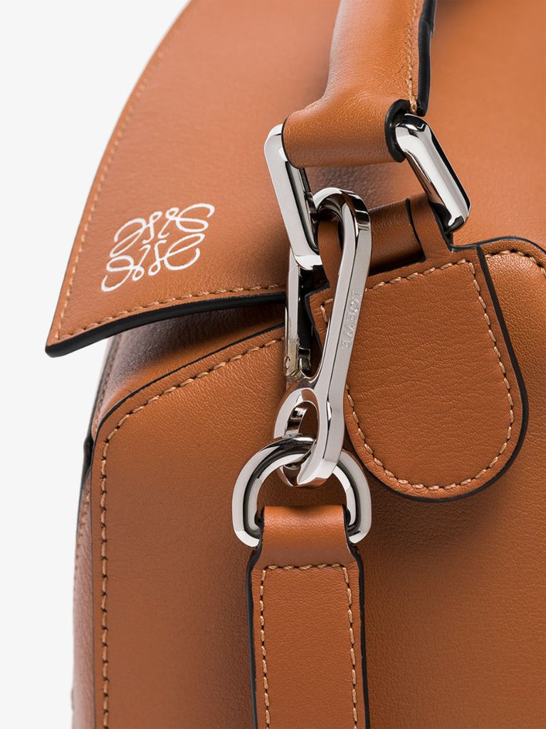 Brown Puzzle Small Leather Shoulder Bag