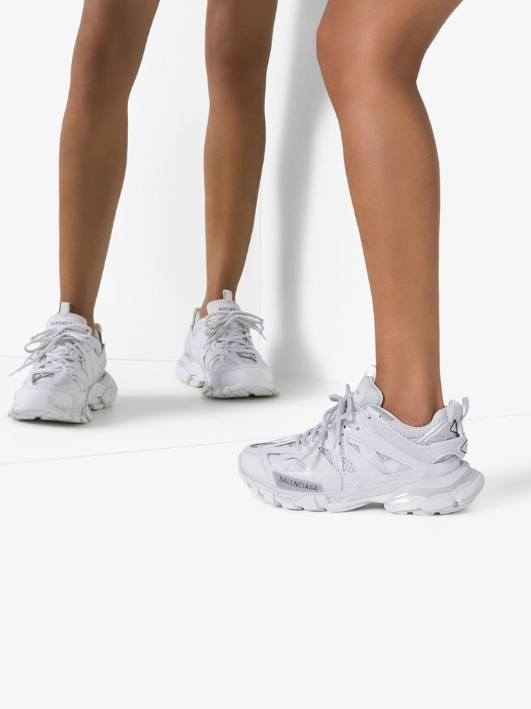 White Track Reflective Sneakers