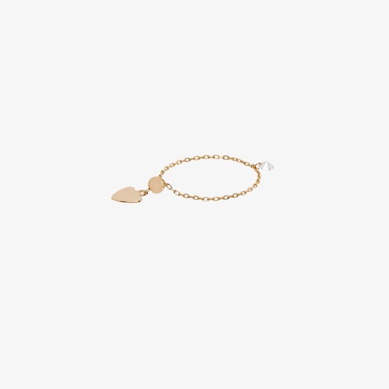 18k Yellow Gold Danae Diamond Heart Chain Ring