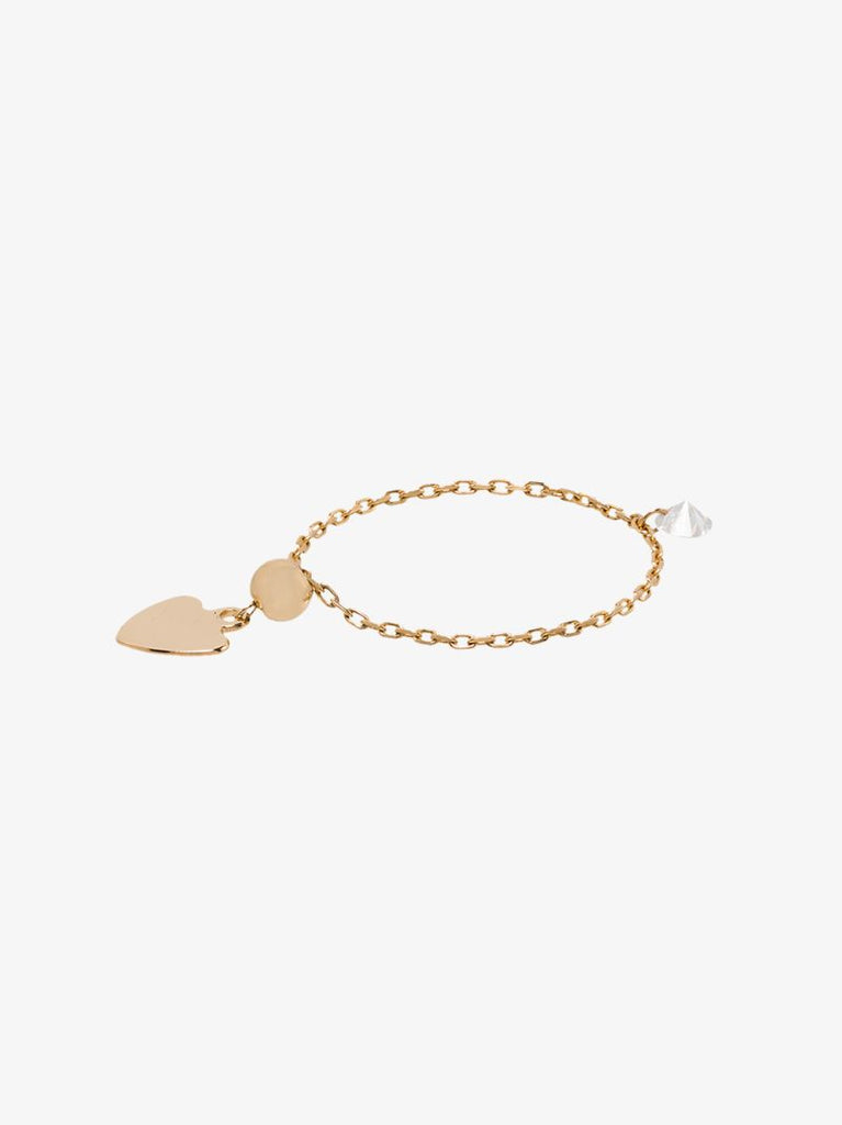 18k Yellow Gold Danae Diamond Heart Chain Ring