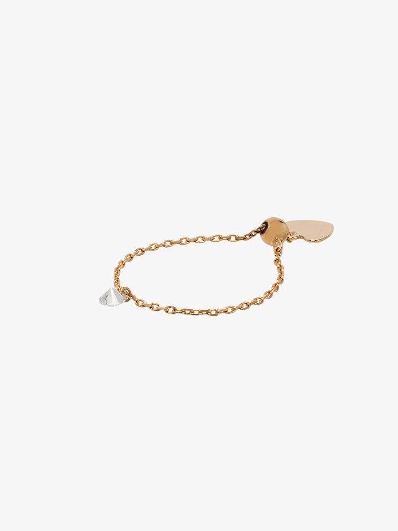 18k Yellow Gold Danae Diamond Heart Chain Ring
