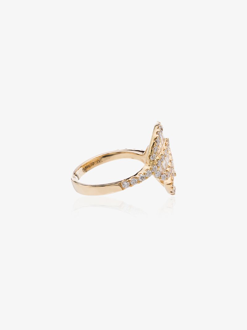 18k Yellow Gold Leaf Diamond Wrap Ring