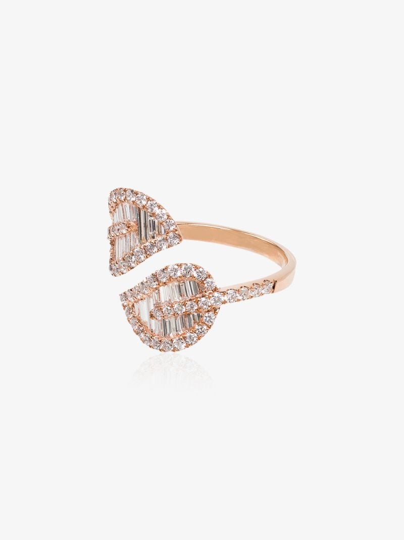 18k Rose Gold Palm Leaf Diamond Ring
