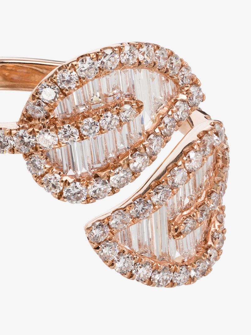 18k Rose Gold Palm Leaf Diamond Ring