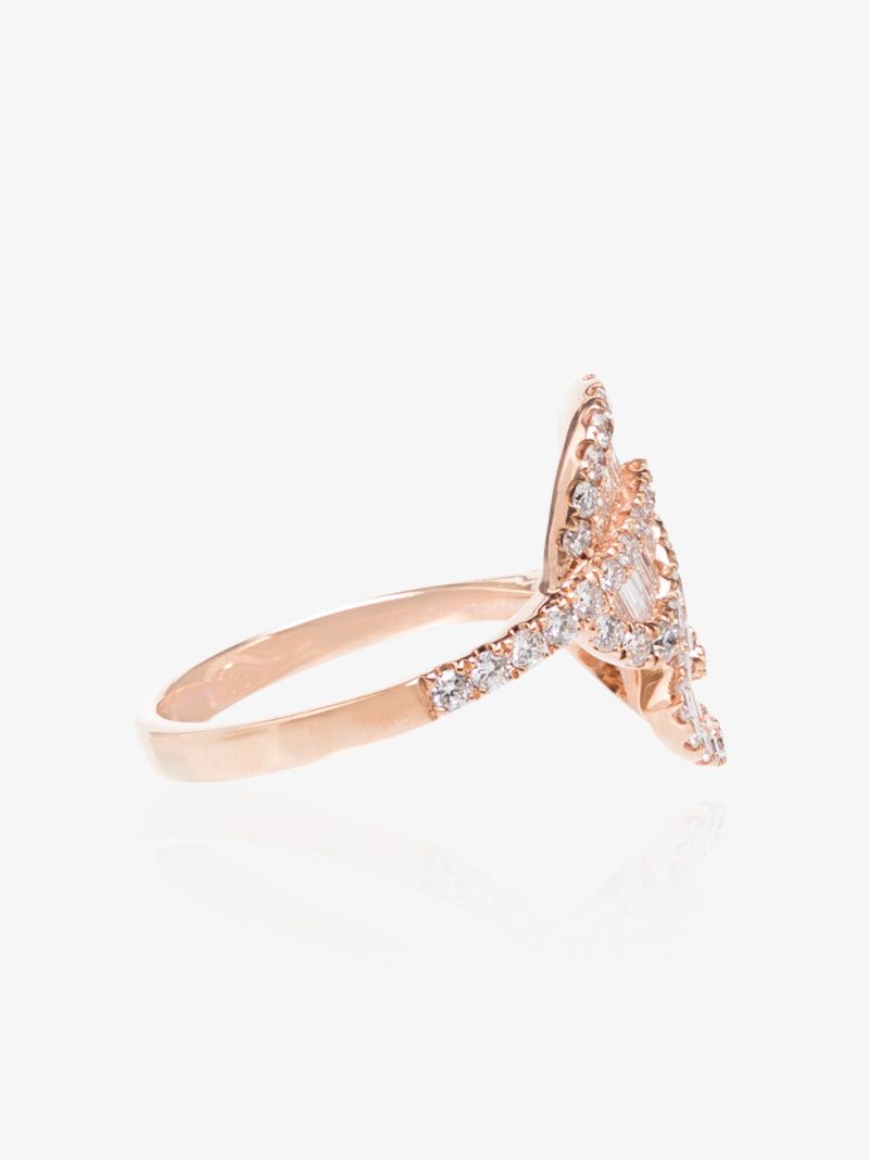 18k Rose Gold Palm Leaf Diamond Ring