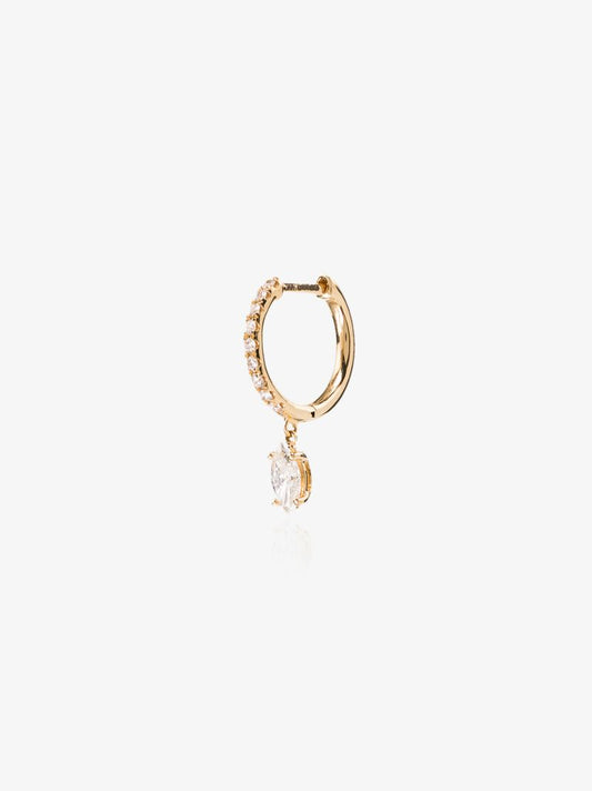 18k Yellow Gold Diamond Hoop Earring