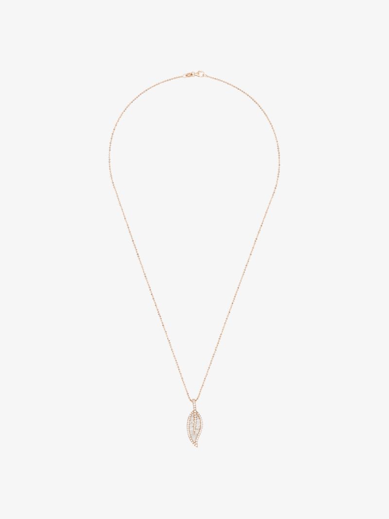 18k Rose Gold Leaf Diamond Necklace