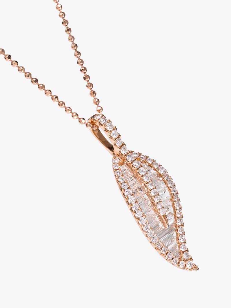 18k Rose Gold Leaf Diamond Necklace