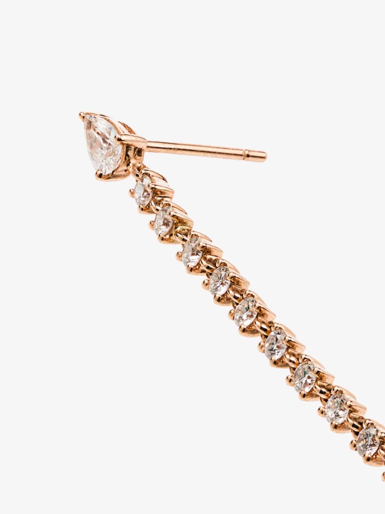 18k Rose Gold Double Piercing Diamond Loop Earring