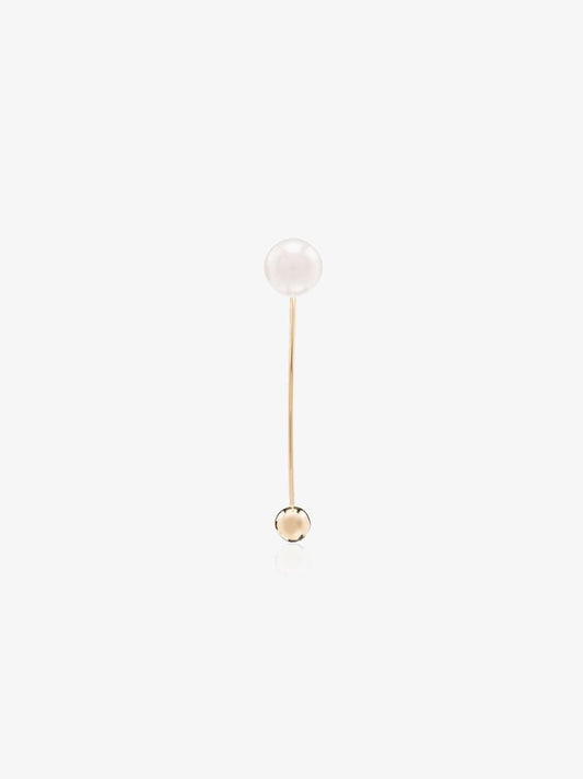 14k Gold Elipse Pearl Bar Earring