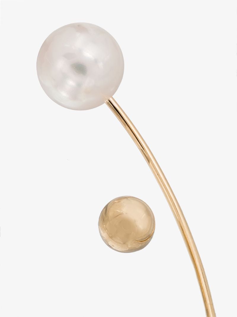 14k Gold Elipse Pearl Bar Earring