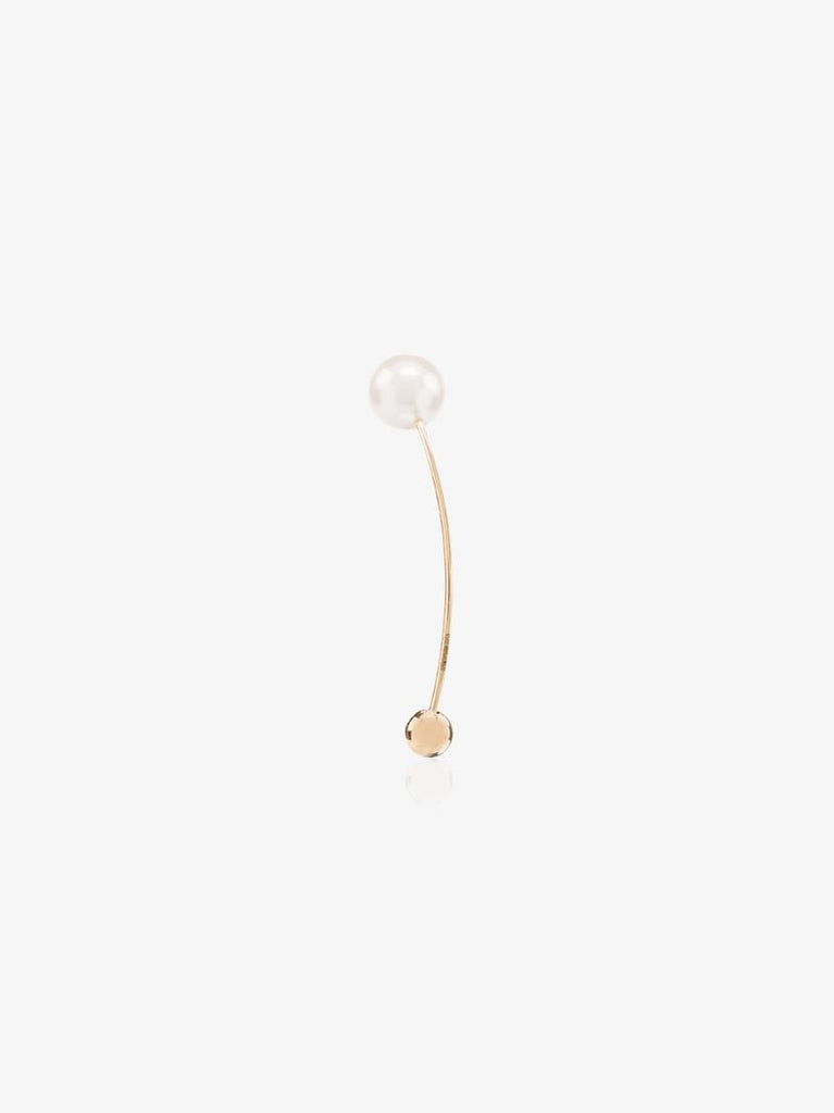 14k Gold Elipse Pearl Bar Earring