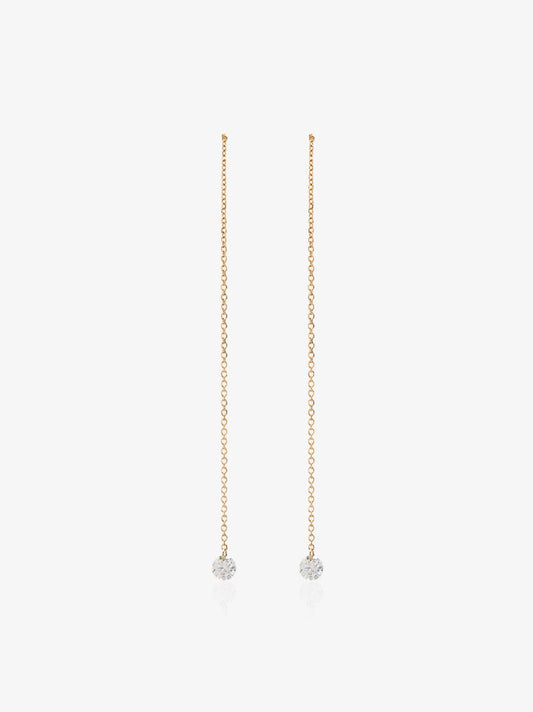 18k Yellow Gold Drop Thread Diamond Earrings