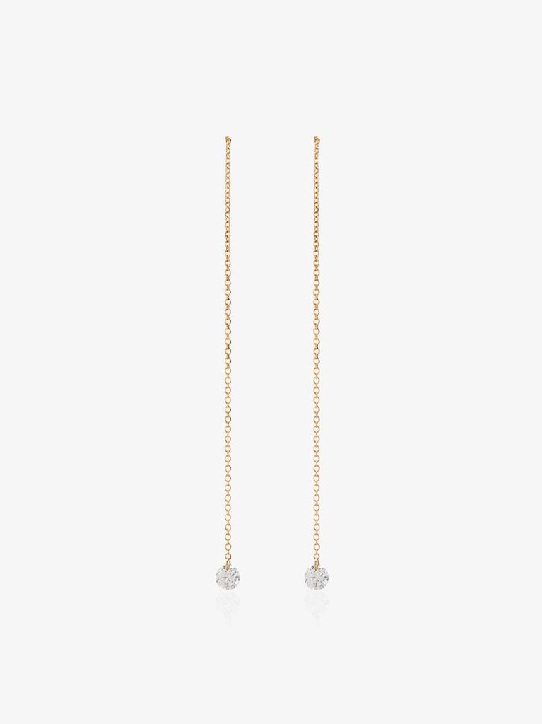 18k Yellow Gold Drop Thread Diamond Earrings